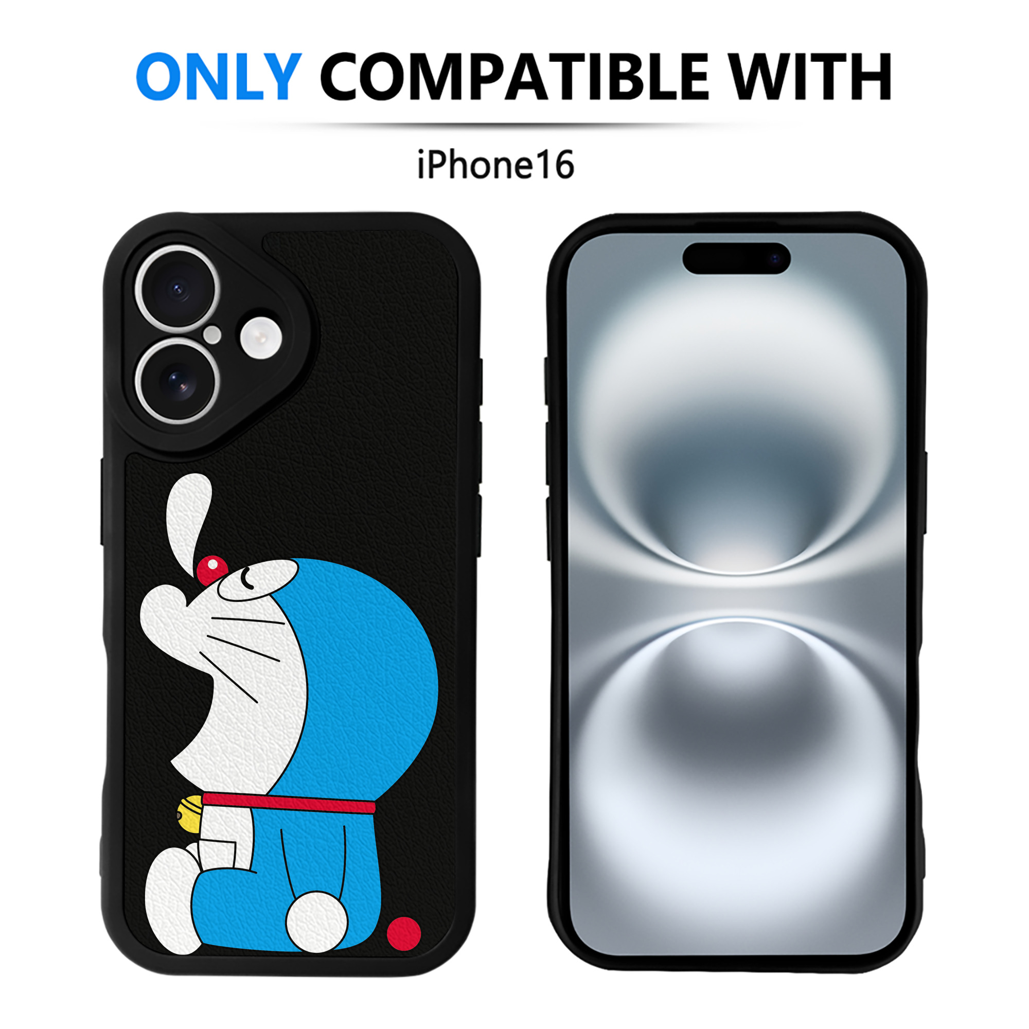 （画像用） ドラえもん Doraemon 【iPhone 16シリーズ対応】シリコンスマホケース（レザー調） 材質：シリコン